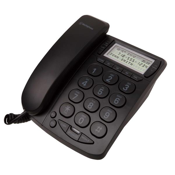 Westinghouse Corded Phone Trimline Caller ID Speakerphone Black